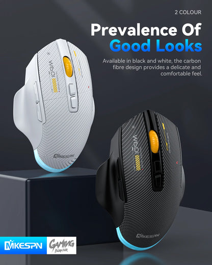 12800DPI Tri-Mode Wireless Gaming Mouse with Bluetooth, 2.4G & Wired Connection, Macro Programming, Carbon Fiber Design, 7 Keys Rechargeable Mouse