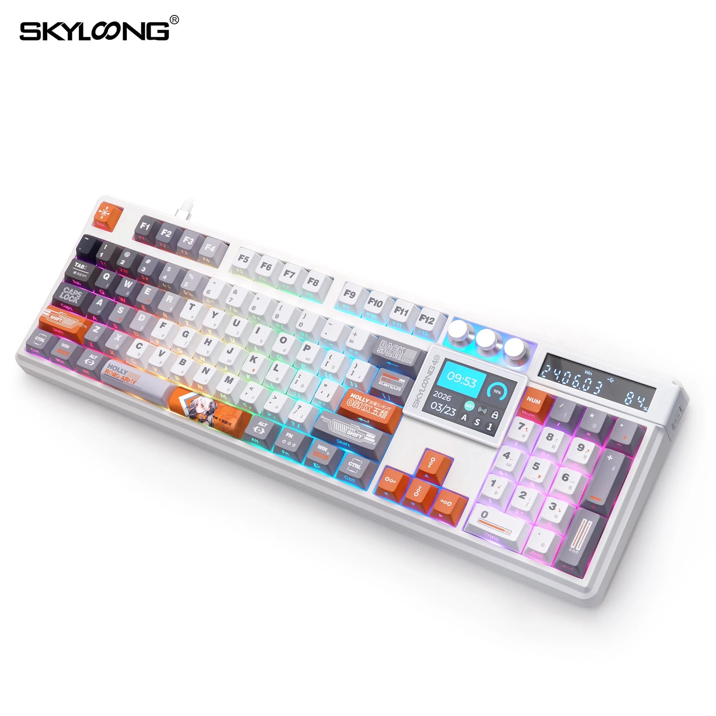 SKYLOONG GK104 Pro Wireless Mechanical Keyboar Full-Size Gamer Keyboard RGB Backlit Voice Calculator 8K Polling Rate for PC