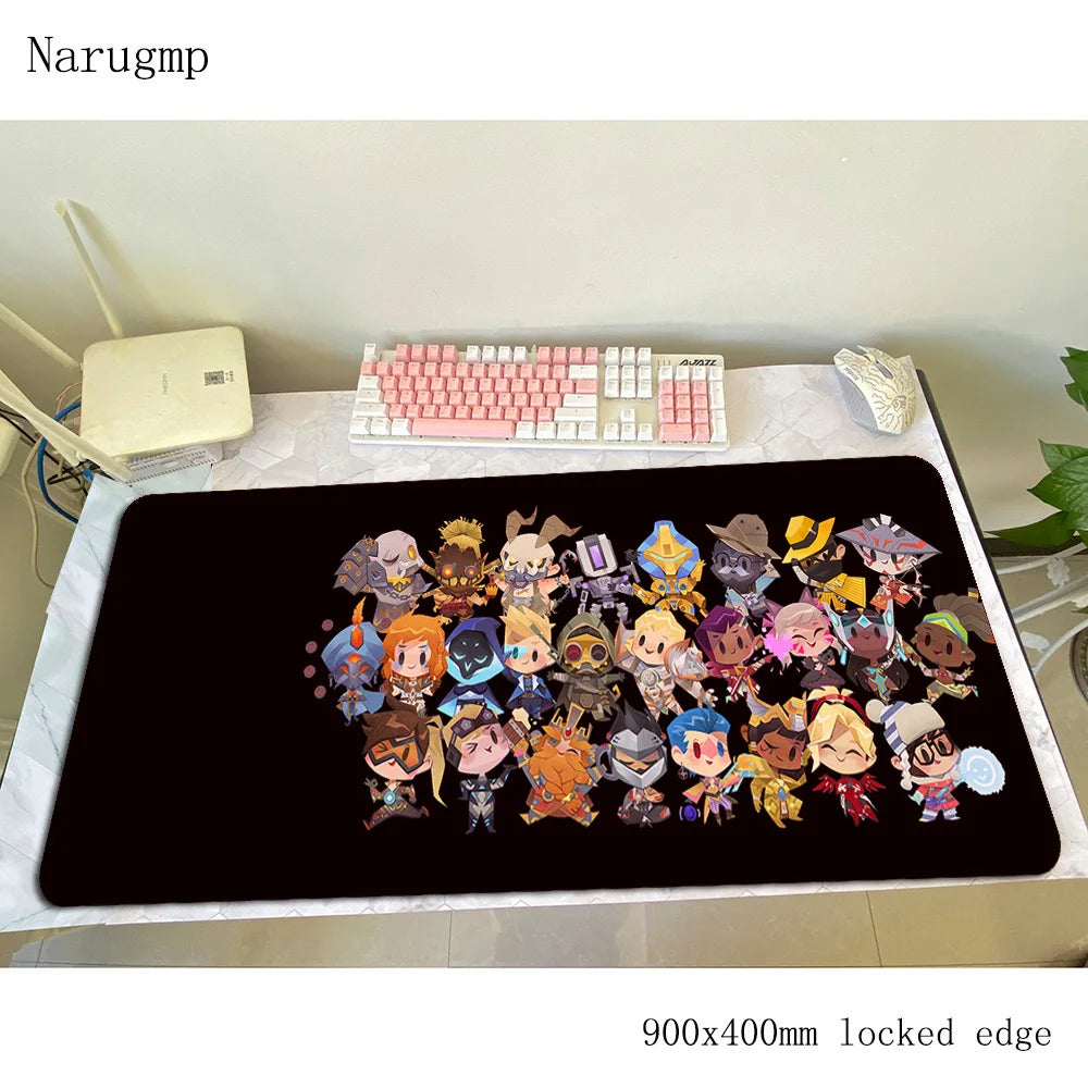Tapete de rato Overwatch de aniversário, tapete para computador 900x400x3mm, tapete de rato gaming grande, presente para rato e teclado, jogos PC gamer, secretária