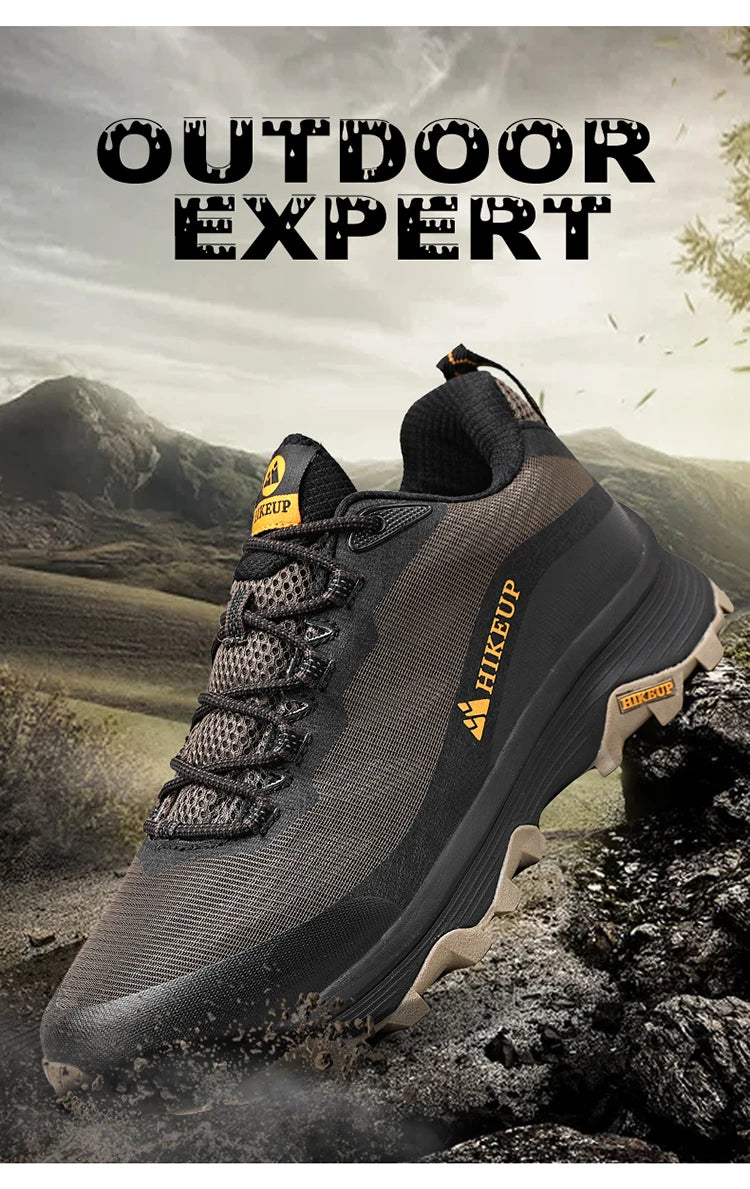 HIKEUP Chaussures de course en plein air pour hommes et femmes, antidérapantes, randonnée, camping, sports de trail, chaussures de sécurité pour hommes, confortables, baskets de trekking