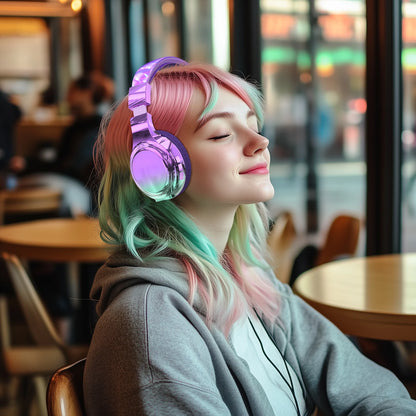 Gradient Kids Bluetooth Headphones Over Ear Girls Wireless Headphones With Mic Foldable Lightweight Headset Forfor School Travel