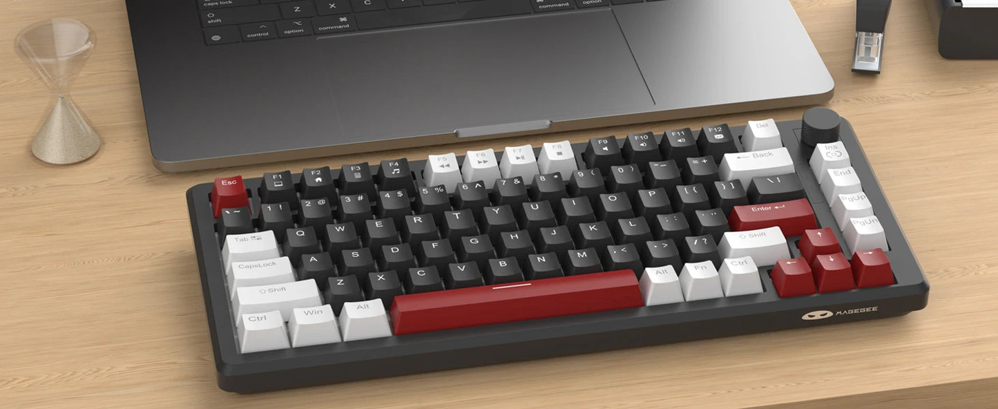 MageGee 75% Mechanical Gaming Keyboard with Knob Control, Wired Mechanical Gaming Keyboard with Blue Backlit, Red/Yellow Switch Gaming Keyboard for PC Windows