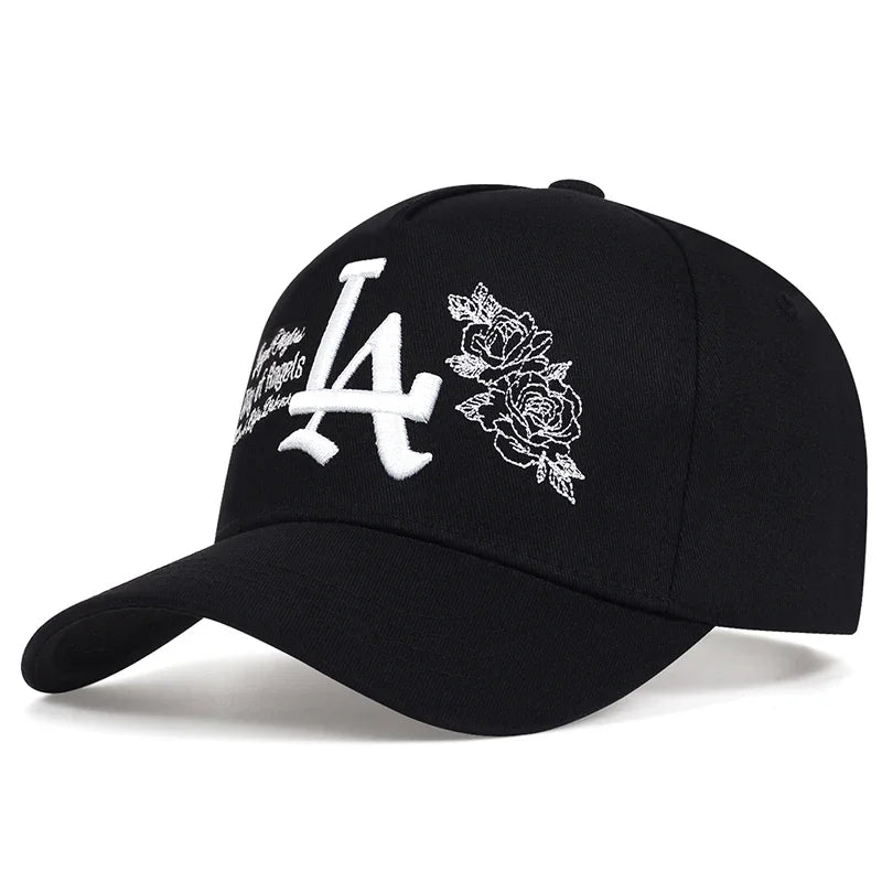 Unisex LA Rose Embroidery Snapback Baseball Caps Spring and Autumn Outdoor Adjustable Casual Hats Sunscreen Hat Sports Cap