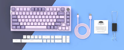 MageGee SKY81 Teclado mecánico gaming 75%, RGB, gasket, hot swappable, con cable, personalizable, sonido cremoso, amortiguación acústica y perilla