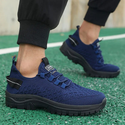 Baskets de plein air pour homme, jaune vif, en maille respirante, chaussures de sport amortissantes, chaussures d'aventure élégantes et tendance