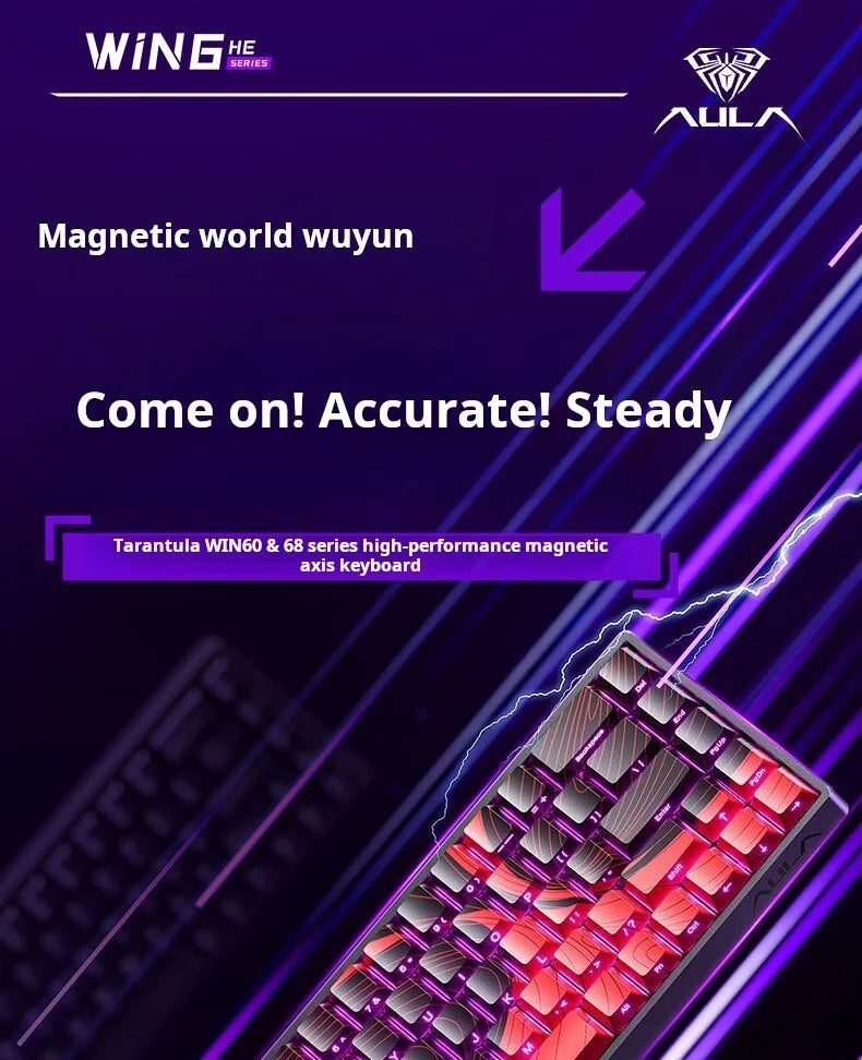 AULA WIN60 HE Magnetic Axis Mechanical Keyboard, 61-Key Wired Gaming Keyboard with Hall Effect Switches, 8K Polling Rate, Hot-Swappable RGB Keyboard for Esports & PC Gaming