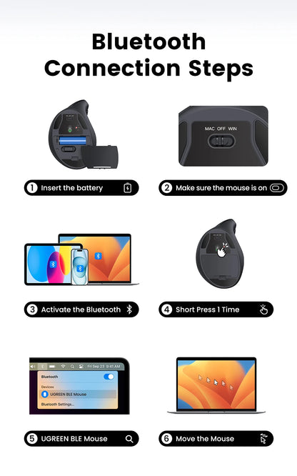 Draadloze muis Bluetooth 5.0 2.4G ergonomisch 4000DPI 6 stille knoppen voor MacBook, tablet, laptops, computer en pc