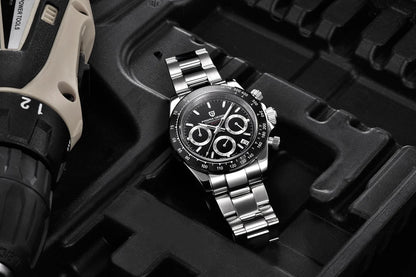 Zegarek męski PAGANI DESIGN – model z kolorowymi tarczami, luksusowy zegarek kwarcowy na rękę, chronograf wyposażony w mechanizm
