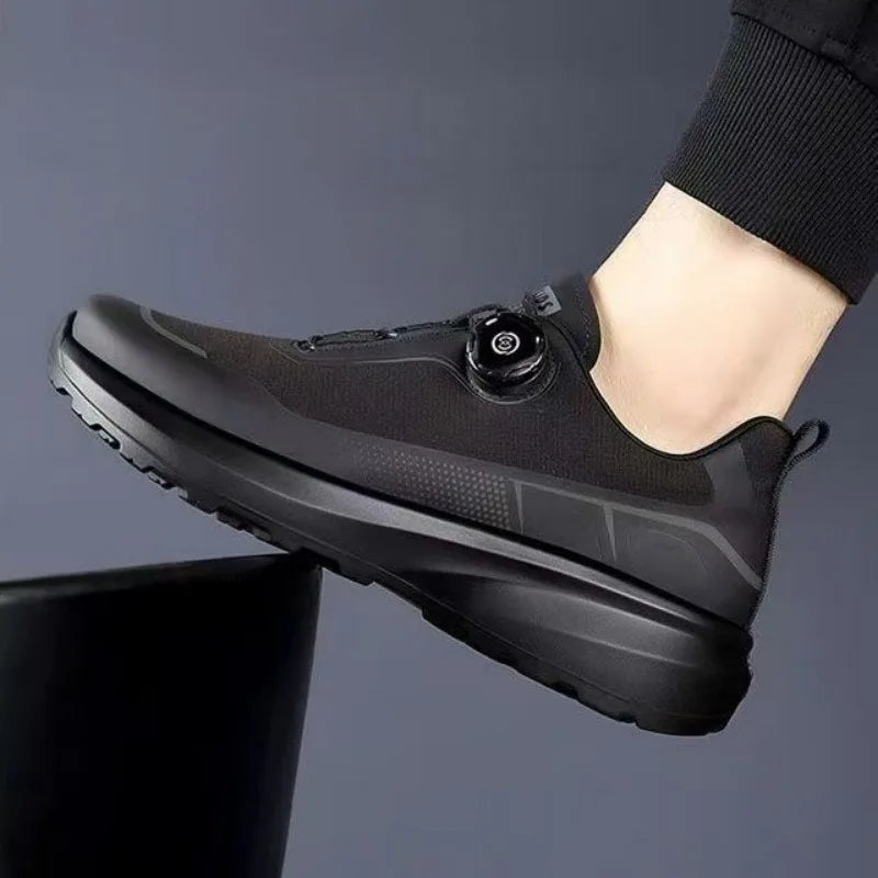 Zapatillas deportivas nuevas para hombre con botón giratorio, de plataforma, para conducir, para caminar, para actividades al aire libre, resistentes al desgaste, para correr y para deporte, talla grande