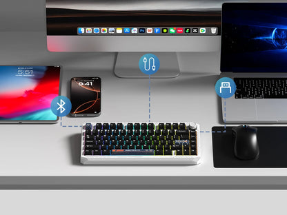 Womier ERA75 V2 75% Wireless Aluminum Mechanical Keyboard with VIA/QMK Knob 3-Mode Gasket Hot Swappable Keyboard for PC Computer