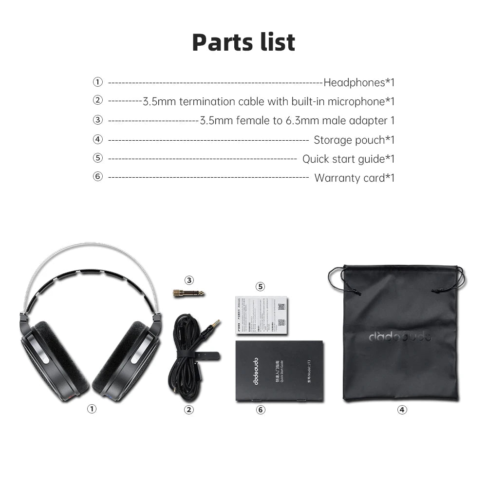 FiiO JT3 Open-Back Wired Over-Ear Headphones 50mm Dynamic Driver HiFi Detachable Cable Headset