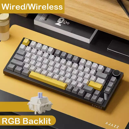 AJAZZ AK820 Pro Wireless Mechanical Gaming Keyboard Tri-Mode RGB Hot-Swappable 82-Key Compact Keyboard for PC, Mac & Laptop