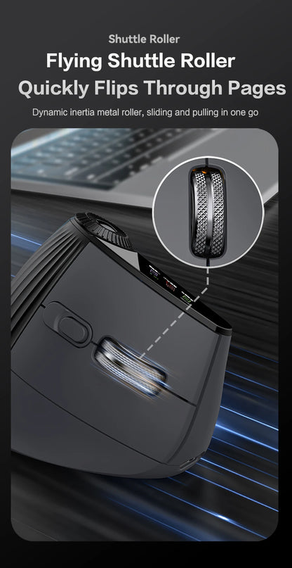 Wireless Ergonomic Mouse with Smart Flying Scroll, Bluetooth & 2.4G Rechargeable RGB Backlit Ergonomic Mouse, Adjustable DPI Gaming Mouse for PC, Laptop & Mac