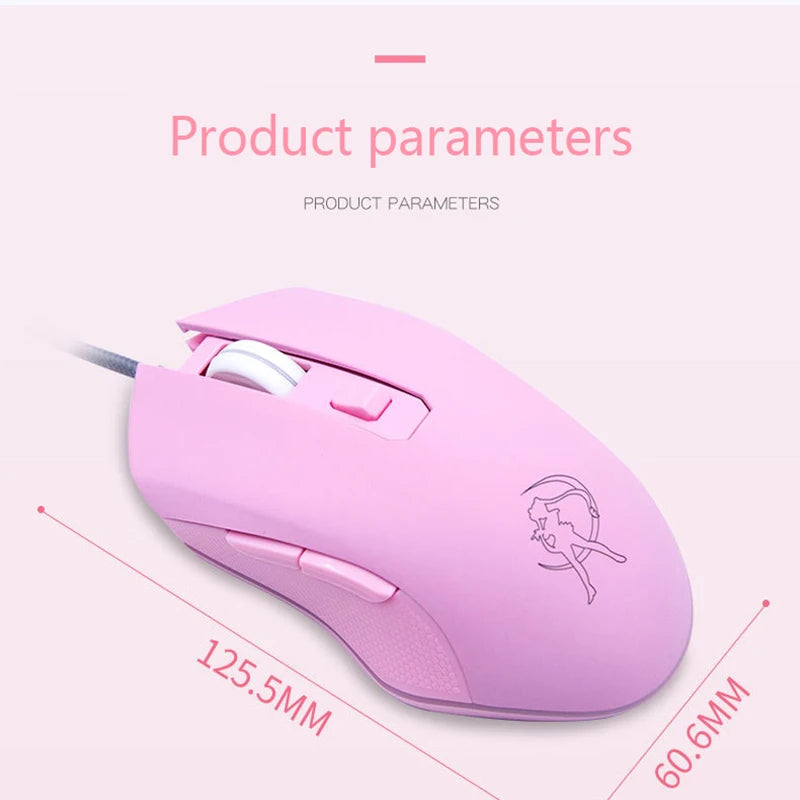 UTHAI DB49 Wired Pink Gaming Mouse, Cute RGB Wired Gaming Mouse with 3200 DPI, Silent USB Computer Mouse for PC, Laptop & Office