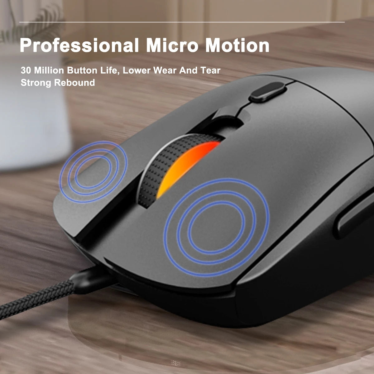 USB Wired Optical Mouse Ergonomic Gaming Mouse, 7200 DPI Wired USB Mouse with 6 Programmable Buttons, RGB Wired Mouse for PC, Laptop, MacBook & Computer