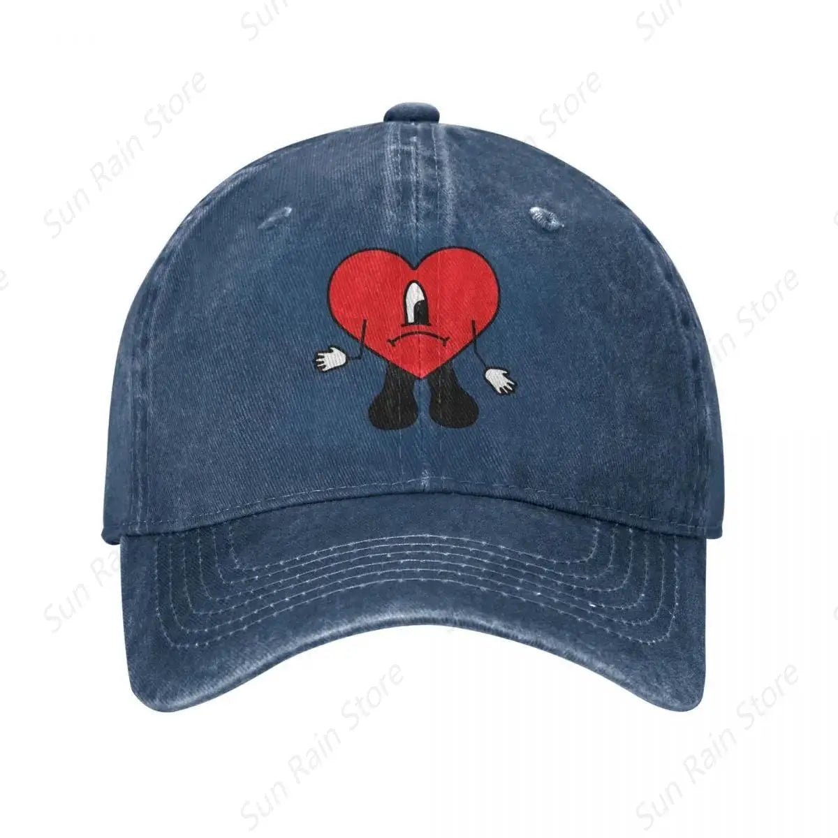 Cappellino da baseball in denim Bad Bunny con chiusura a scatto per uomo - Cappellino musicale "Un Verano Sin Ti" - Estate/Autunno - Stile vintage