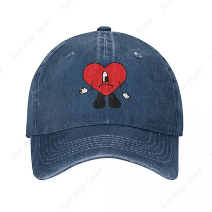 Cappellino da baseball in denim Bad Bunny con chiusura a scatto per uomo - Cappellino musicale "Un Verano Sin Ti" - Estate/Autunno - Stile vintage