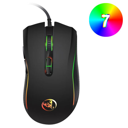 Exklusiv professionell optisk gamingmus med LED-bakgrundsbelysning i 7 klara färger och ergonomisk design, 3200 DPI, för LOL CS-gamers