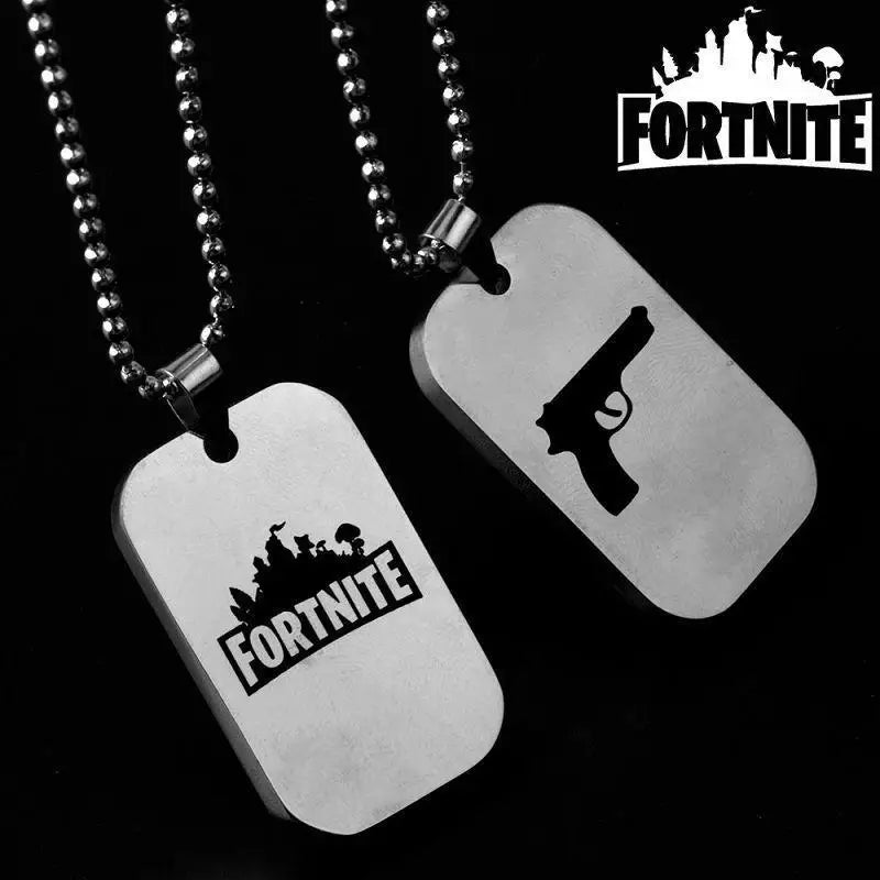 Fortnite Stainless Steel Pendant Necklace Cute Fashion Cartoon Personalized Creative Kawaii Keychain Gift for Friend's Birthday