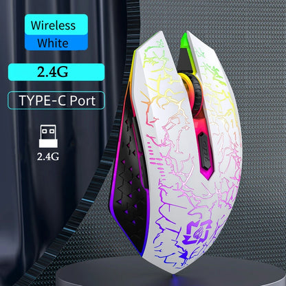 RGB Gaming Mouse Wireless Bluetooth 5.2 Mouse 1600DPI Ergonomic Silent 6 Button Rechargeable Mouse for PC MacBook Gaming & Office