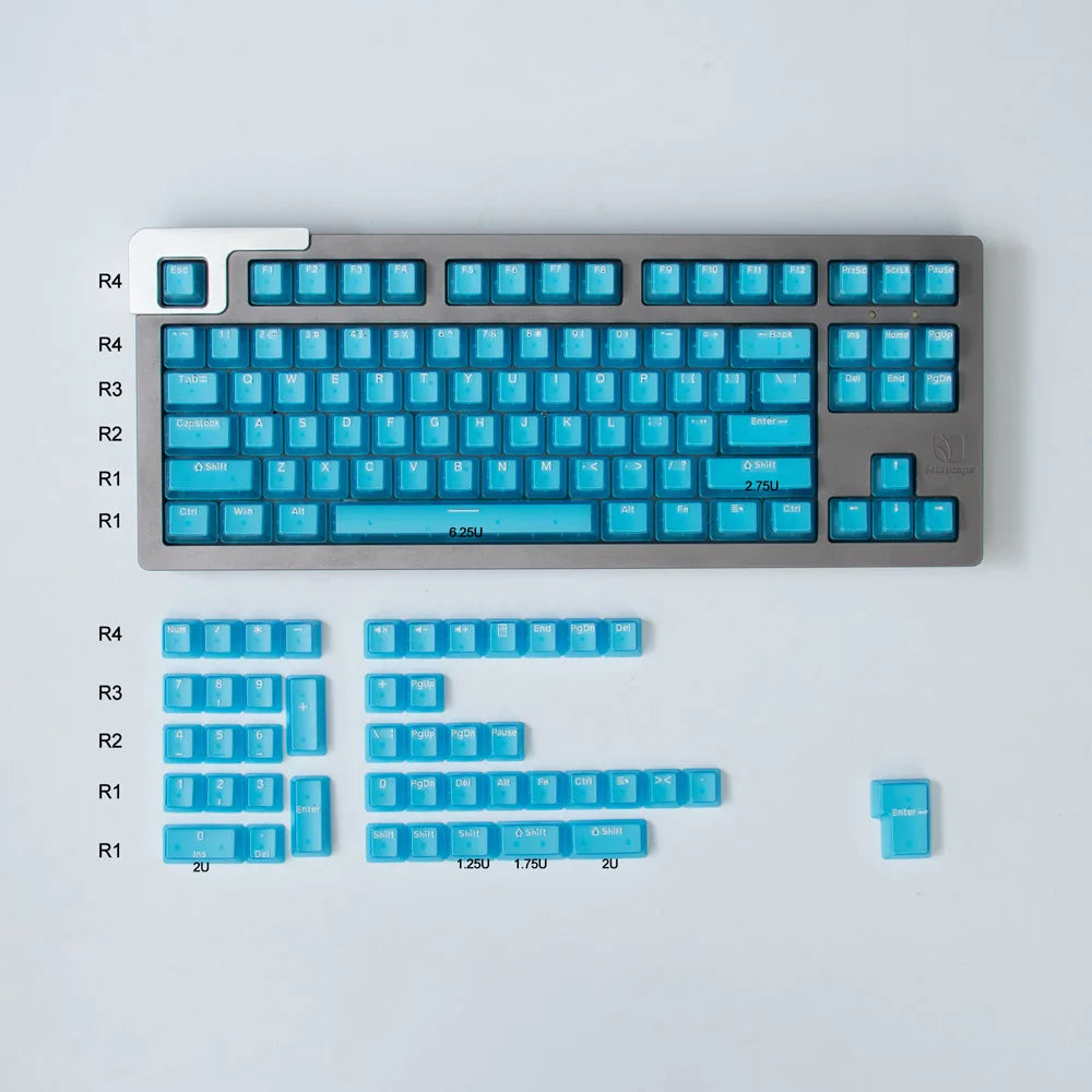 132 Keys OEM Profile Transparent Clear Keycaps For Mx Switch Mechanical Keyboard ABS Keycap RGB backlit Game Keyboard Key caps
