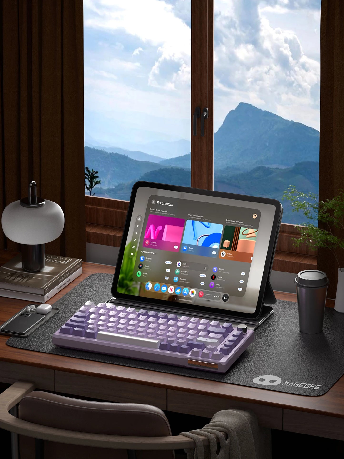 MageGee SKY81 Teclado mecánico gaming 75%, RGB, gasket, hot swappable, con cable, personalizable, sonido cremoso, amortiguación acústica y perilla