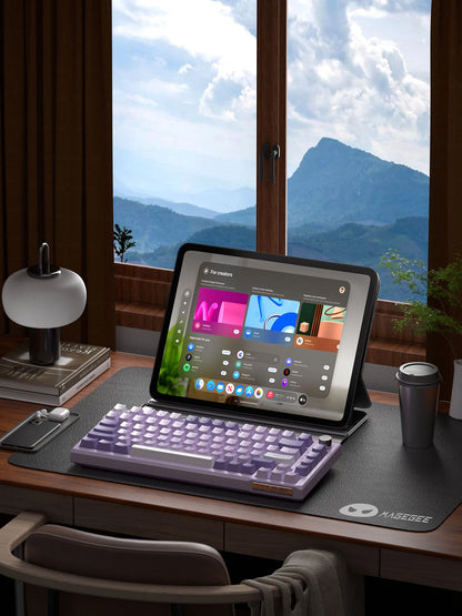 MageGee SKY81 Teclado mecánico gaming 75%, RGB, gasket, hot swappable, con cable, personalizable, sonido cremoso, amortiguación acústica y perilla