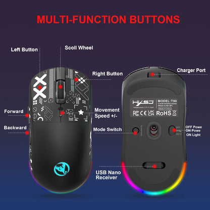 RGB Wireless Gaming Mouse with Charging Dock, 3-Mode Bluetooth & 2.4G Rechargeable Silent Gaming Mouse for PC, Laptop & Mac