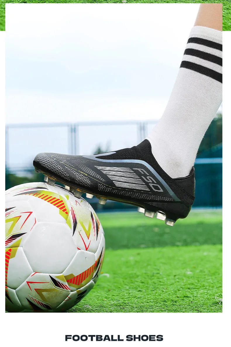 Men Football Boots Futsal Ultralight Soccer Shoes Training TF Match Long Spikes Breathable Indoor Sneakers Cleats Drop Shipping