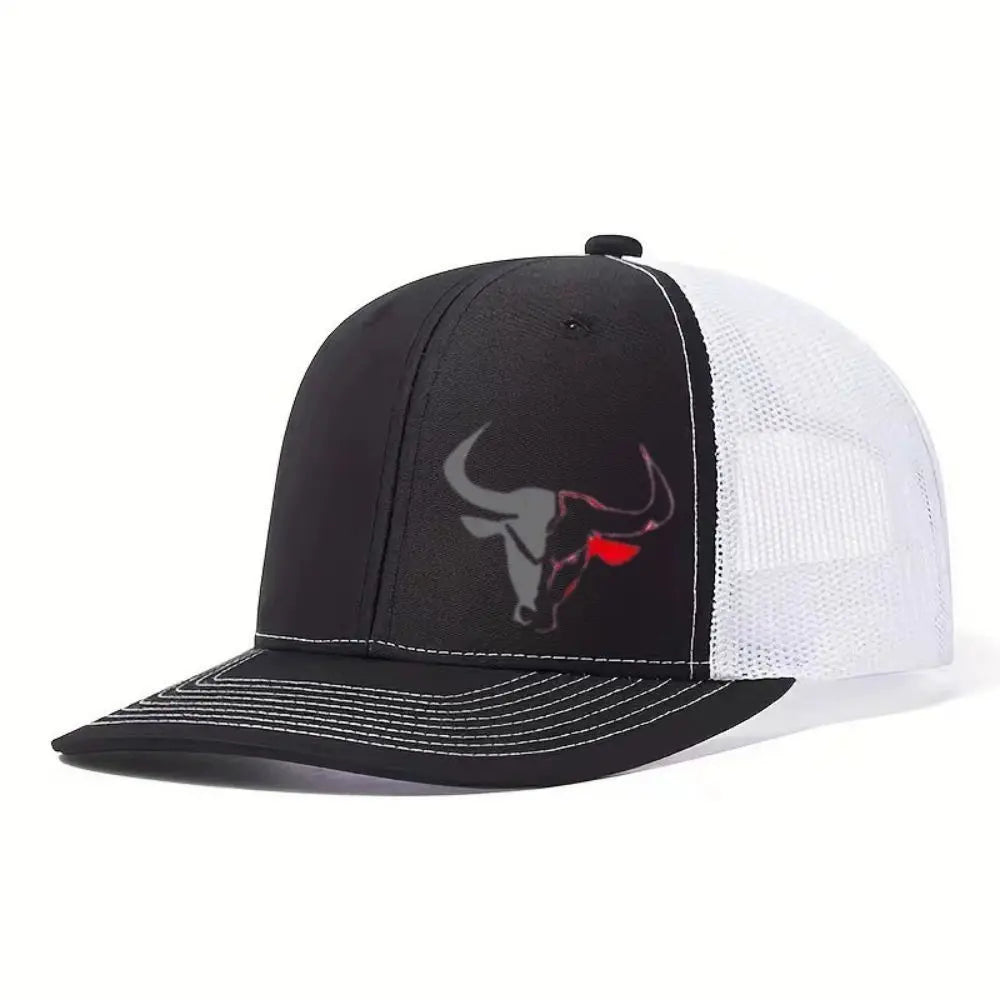 Cappellino da baseball estivo casual con stampa "Bull Head", visiera sportiva hip hop traspirante in rete, cappelli da sole regolabili per uomo e donna