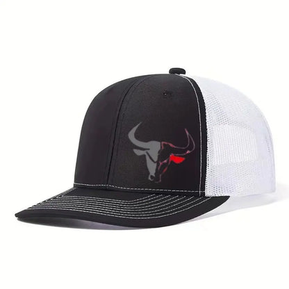 Cappellino da baseball estivo casual con stampa "Bull Head", visiera sportiva hip hop traspirante in rete, cappelli da sole regolabili per uomo e donna