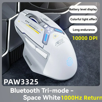 Tri-Mode Wireless Bluetooth Gaming Mouse 10000 DPI RGB Rechargeable Gaming Mouse with 2.4GHz, Bluetooth 5.0 & Wired Connection for PC, Laptop & Mac