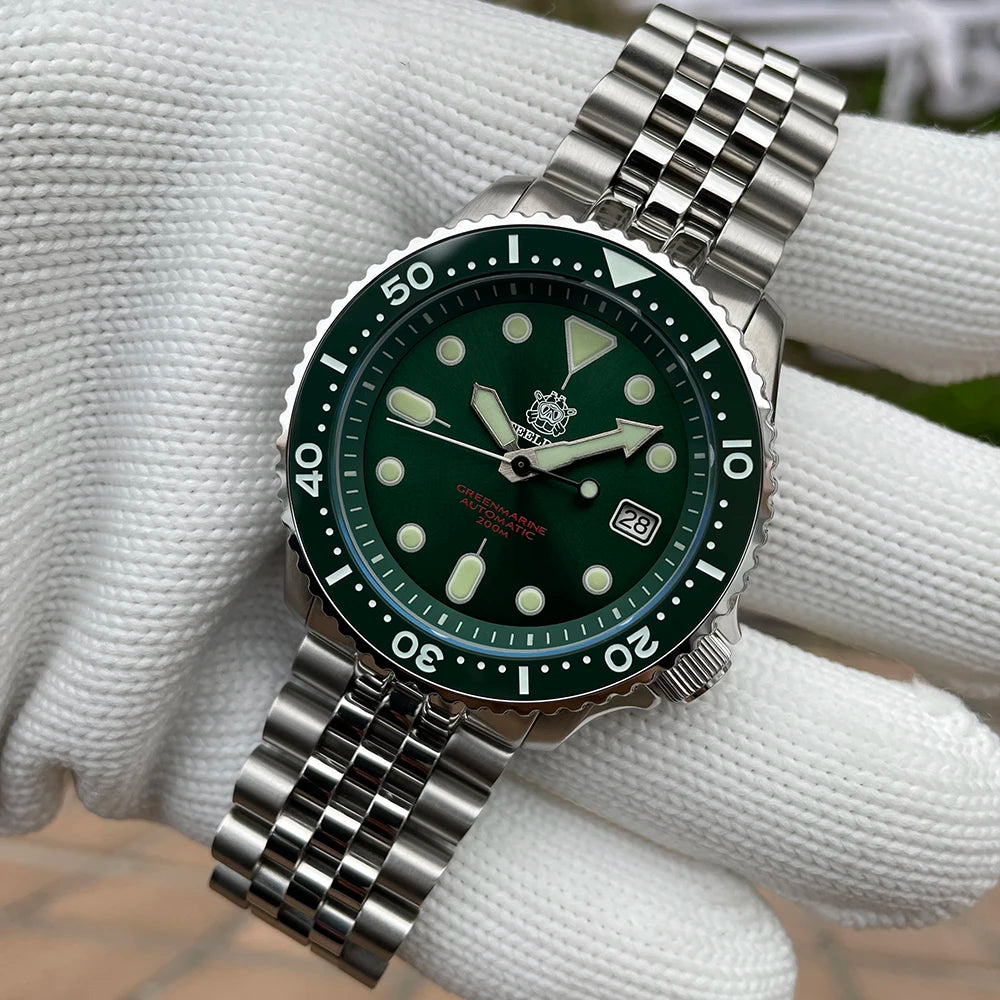 Mechanical Watch For Men STEELDIVE SD1973 Japan NH35 Automatic Movement Ceramic Bezel 200M Waterproof Classic Dive Small Abalone
