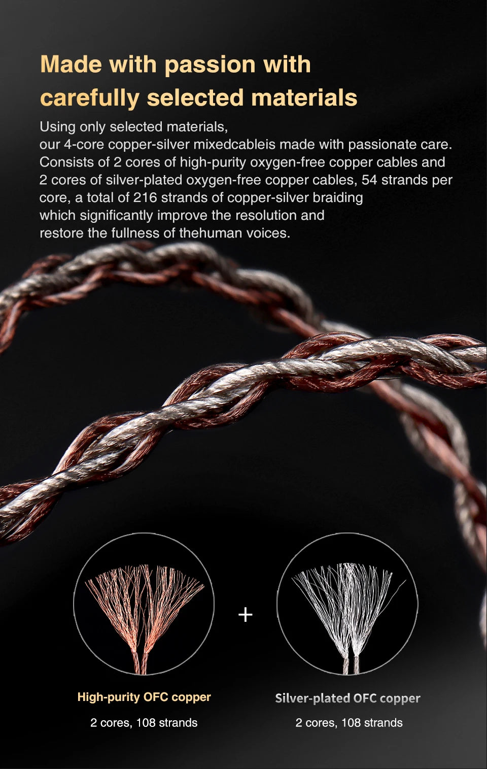 TRN RedChain Upgrade Cable Silver-Plated Copper OFC Copper Earphone Cable with Swappable 2.5mm 3.5mm 4.4mm Connectors for TRN IEM Headphones