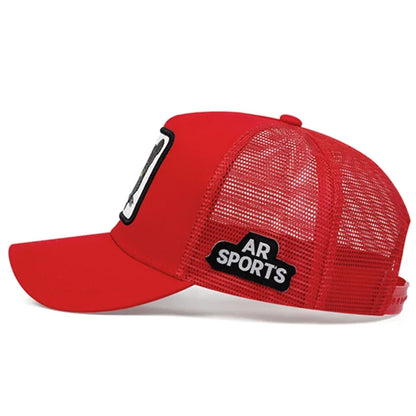 Modebaseballkasket med kattebroderi, sommerkasket i åndbart net, justerbar, hiphop-trucker-kasket, til mænd og kvinder, udendørs solkasket