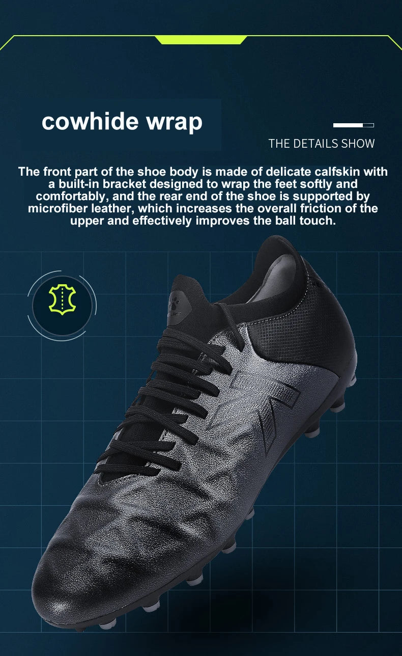 KELME Soccer MG Shoes Calf-Skin Cleats Match Artificial Grass Slip-Resistant  Cushioning Training Football Shoes ZX80121058