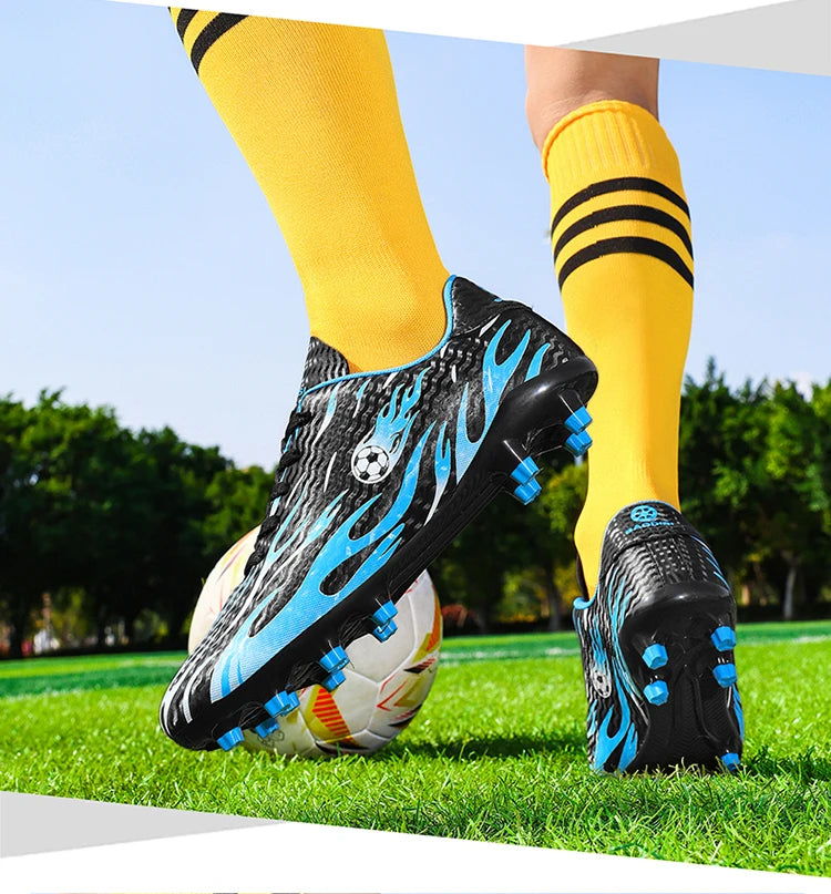 Chaussures de football professionnelles pour enfants, chaussures de foot pour hommes, basses, avec maintien de la cheville, sportives, pour jeunes, pour match et entraînement, antidérapantes, résistantes