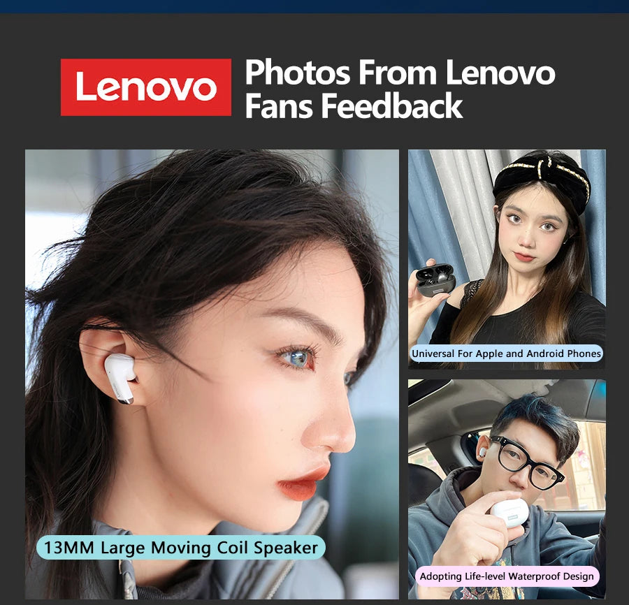 Lenovo LP5 TWS Wireless Bluetooth Earphones with Mic, Lenovo LP5 Gaming Earbuds Bluetooth 5.3 Headphones, Noise Cancelling Sports Earbuds with HD Calls & Charging Case