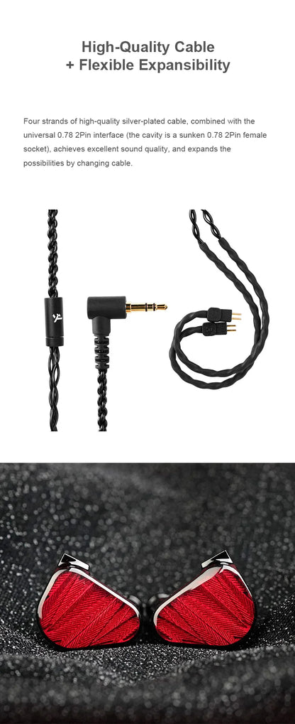 TRUTHEAR x Crinacle ZERO:RED Auriculares intrauditivos audiófilos con cable, doble driver dinámico, 0.78 2Pin HiFi