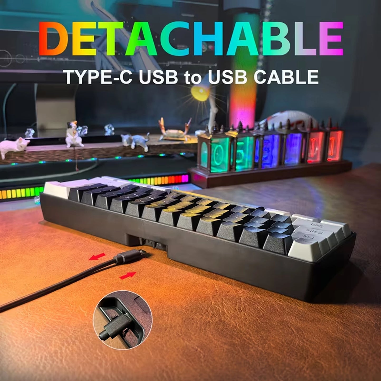 60% Gaming Keyboard Wired RGB Backlit Mini 61 Keys Membrane Keyboard Anti-Ghosting No-Conflict Ultra-Compact for Gamers