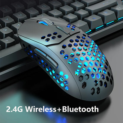 Rechargeable Bluetooth Wireless Mouse, Silent Ergonomic Wireless Mouse with 2400 DPI, Dual Mode Bluetooth & 2.4G USB Mouse for Laptop, MacBook, iPad, PC & Office