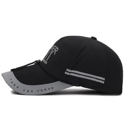 Cappellino da uomo con visiera a punta, regolabile, traspirante, sportivo, a tesa larga, con protezione solare, cappellino da baseball per uomo, cappellino alla moda da ragazzo, cappellino snapback