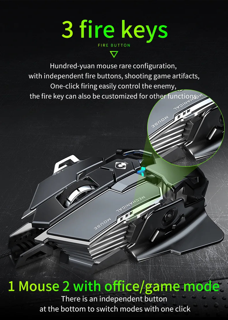 Mechanical Metal Gaming Mouse Wired Ergonomic RGB Gaming Mouse, 12800 DPI Optical USB Gaming Mouse with 7 Programmable Buttons for PC & Laptop