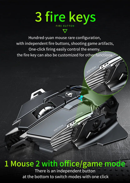 Mechanical Metal Gaming Mouse Wired Ergonomic RGB Gaming Mouse, 12800 DPI Optical USB Gaming Mouse with 7 Programmable Buttons for PC & Laptop