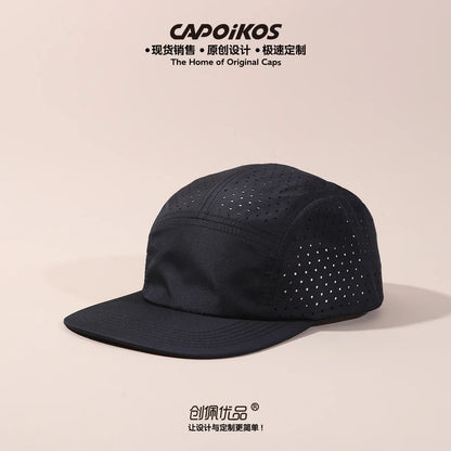 Șapcă de baseball cu cinci panouri, culoare solidă, cu logo personalizat, uscare rapidă, pentru bărbați și femei, din plasă respirabilă, pentru camping, sport și skateboard