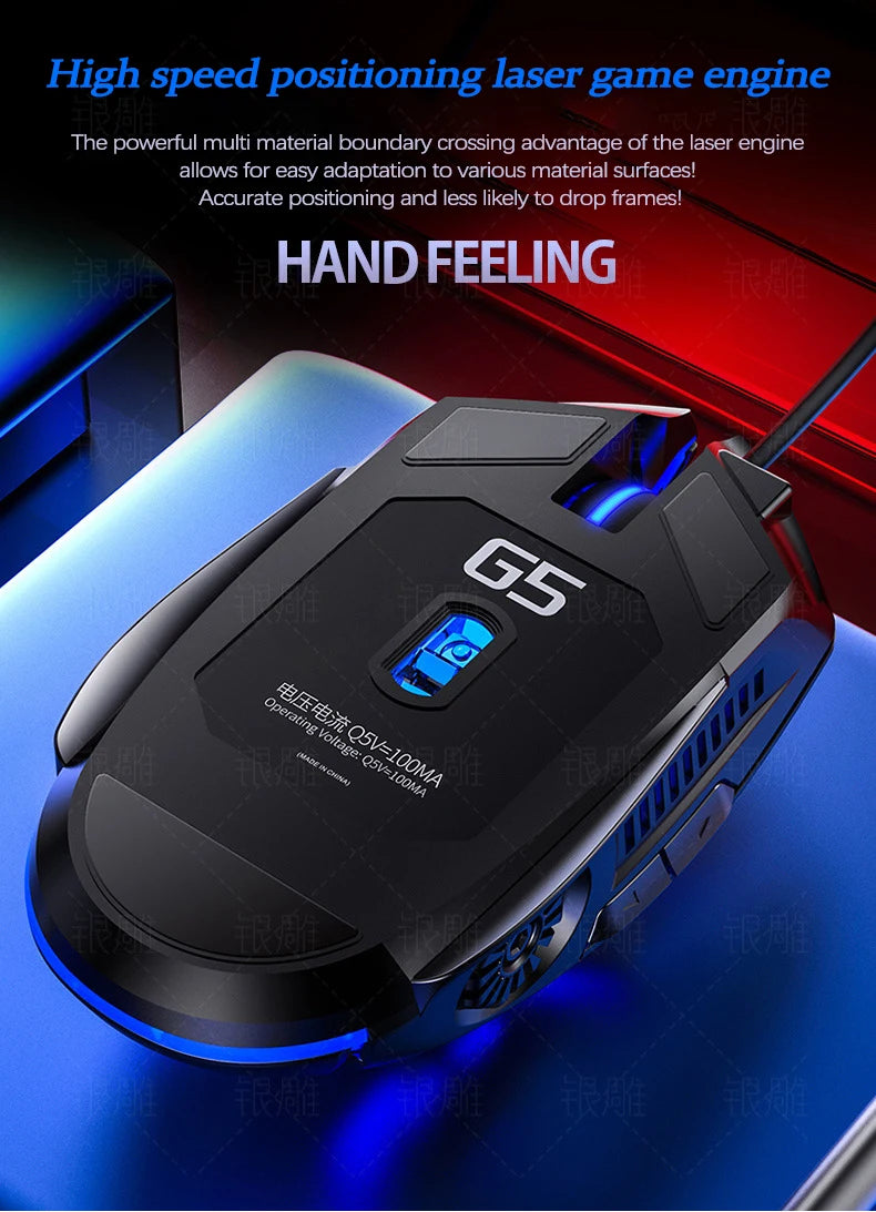 UTHAI G5 Wired Gaming Mouse 3200 DPI RGB LED Gaming Mouse with 6 Programmable Buttons, USB Ergonomic Gaming Mouse for PC, Laptop & Esports