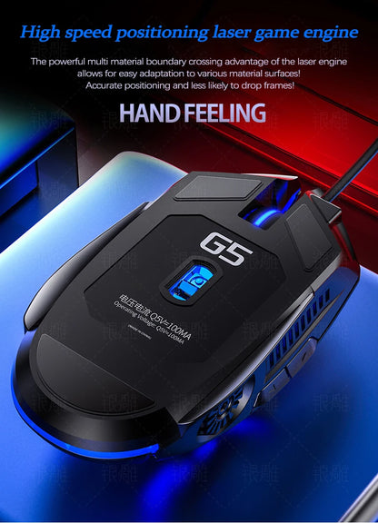 UTHAI G5 Wired Gaming Mouse 3200 DPI RGB LED Gaming Mouse with 6 Programmable Buttons, USB Ergonomic Gaming Mouse for PC, Laptop & Esports