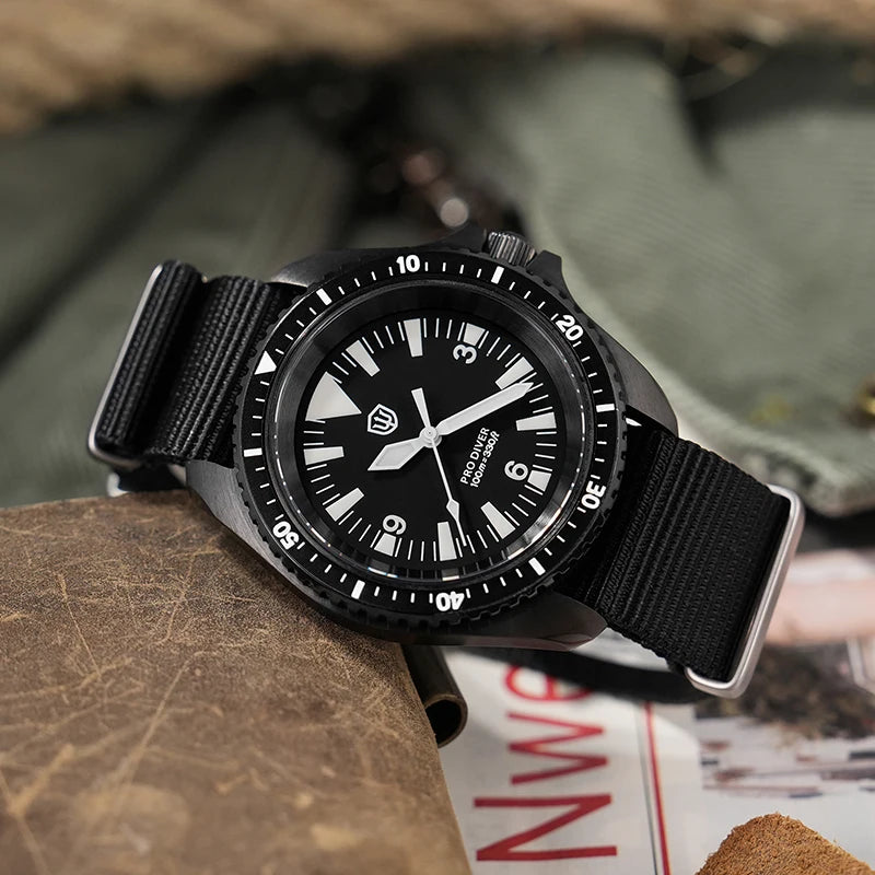 Watchdives WD1980 V3 Quartz Watch VH31 Sweep Movement Sapphire Vintage Watch 100m Waterproof Stainless Steel Luminous Mens Watch