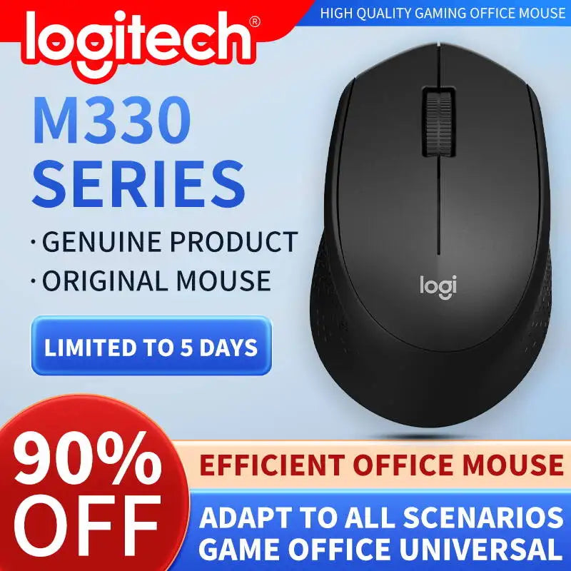Logitech M330 Professional Office Mouse, Quiet Wireless Ergonomic Mouse, 2.4GHz USB Optical Mouse for Laptop, PC & Desktop