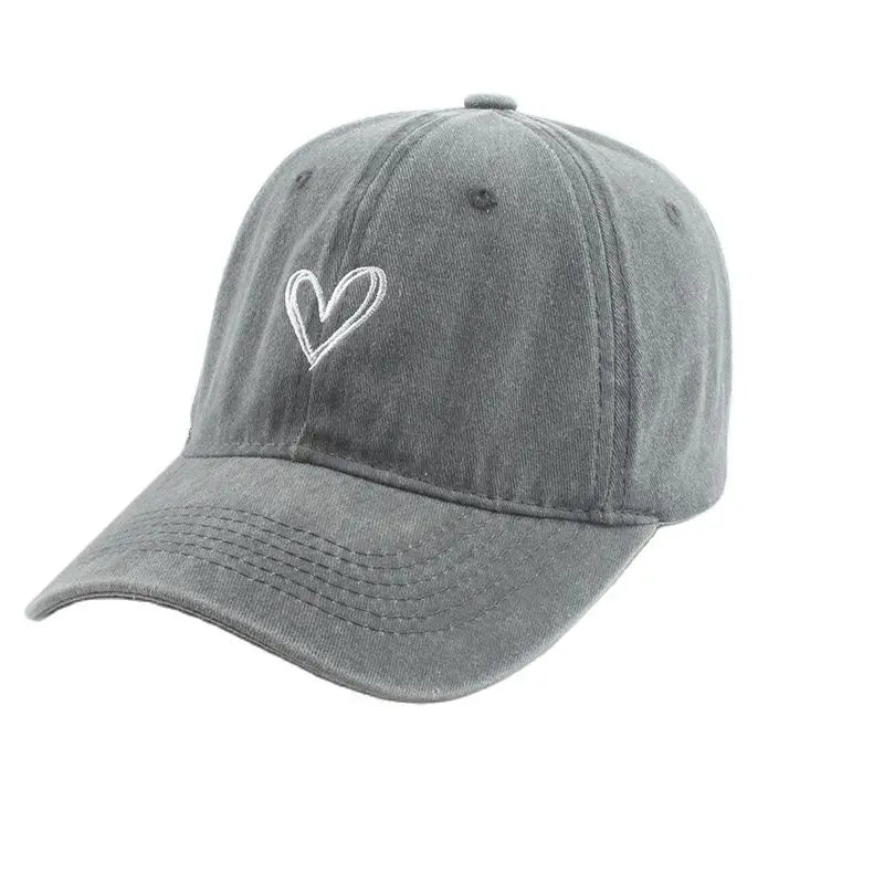 Cappellini da baseball sportivi e alla moda per uomo e donna con ricamo a forma di cuore, cappellino snapback in cotone lavato, modello “Dad Hat”